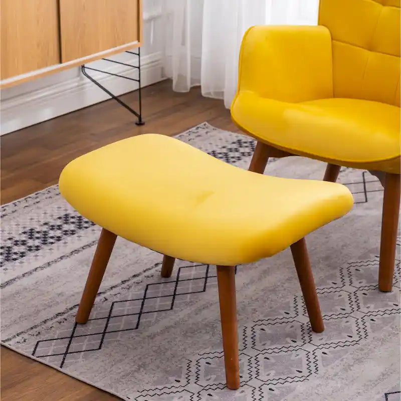 Fauteuil d'appoint capitonné en velours doux avec pouf Carson Carrington Aasen