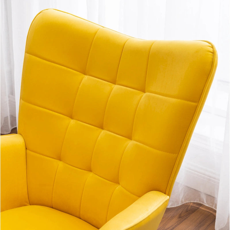 Fauteuil d'appoint capitonné en velours doux avec pouf Carson Carrington Aasen