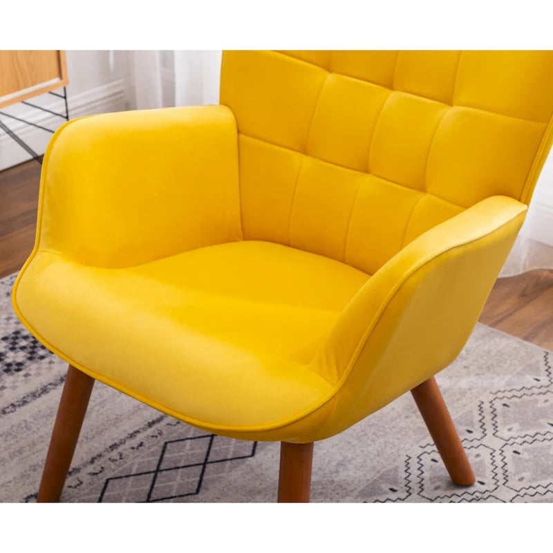 Fauteuil d'appoint capitonné en velours doux avec pouf Carson Carrington Aasen