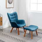 Fauteuil d'appoint capitonné en velours doux avec pouf Carson Carrington Aasen