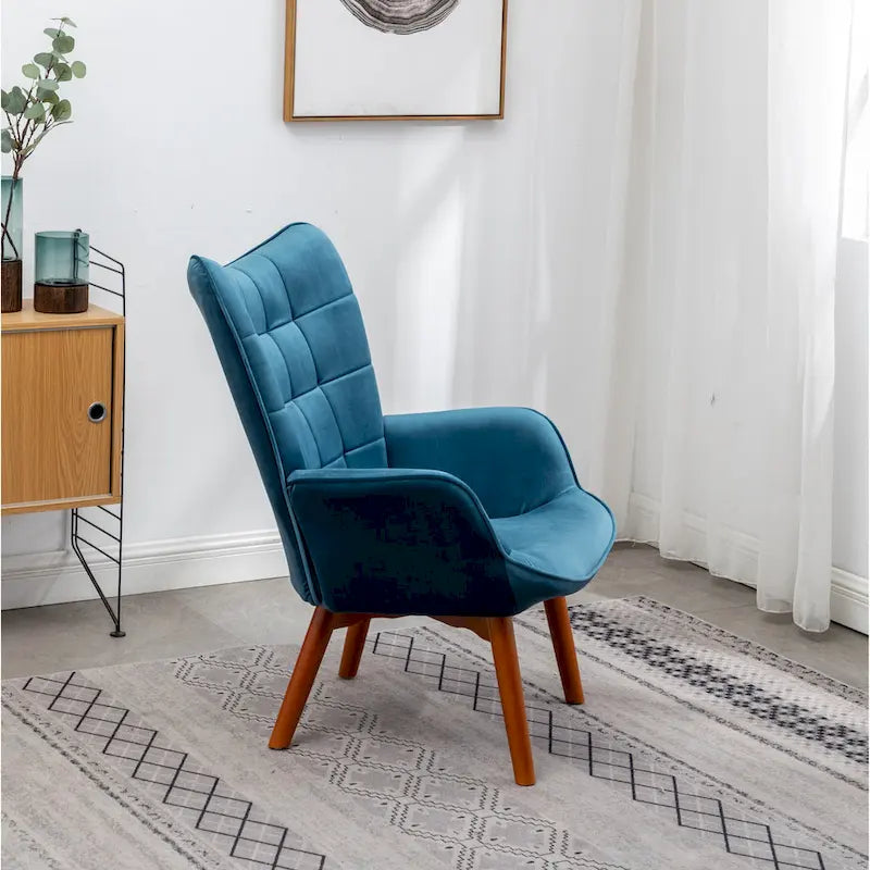 Fauteuil d'appoint capitonné en velours doux avec pouf Carson Carrington Aasen