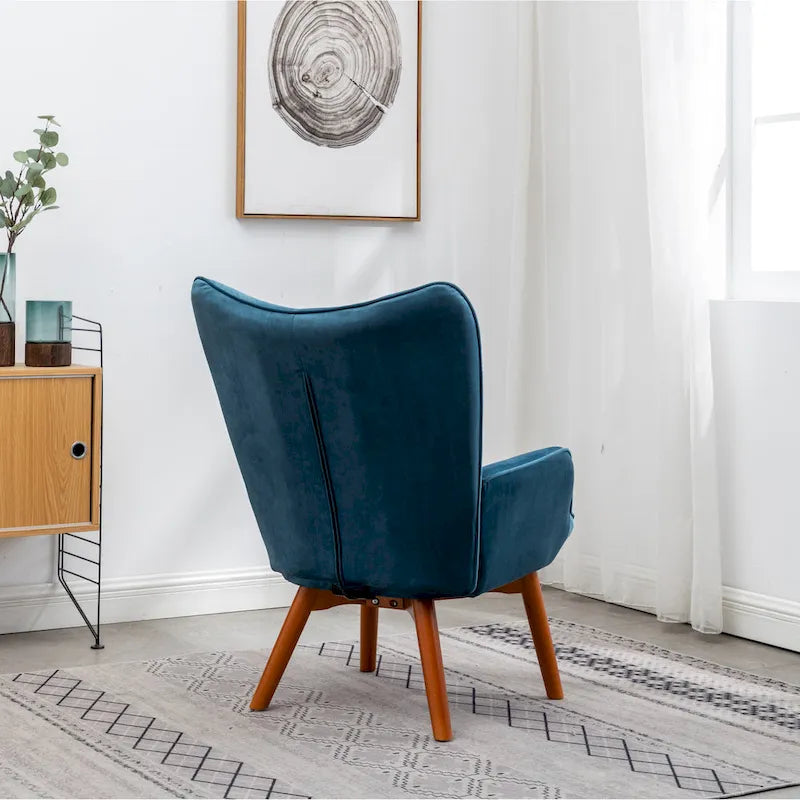 Fauteuil d'appoint capitonné en velours doux avec pouf Carson Carrington Aasen