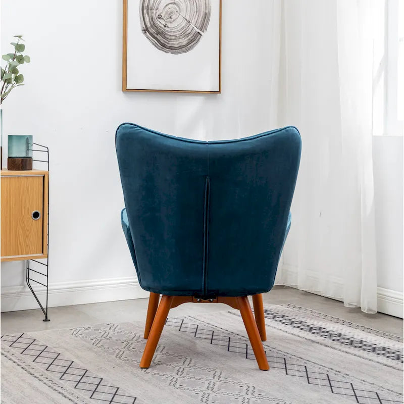 Fauteuil d'appoint capitonné en velours doux avec pouf Carson Carrington Aasen