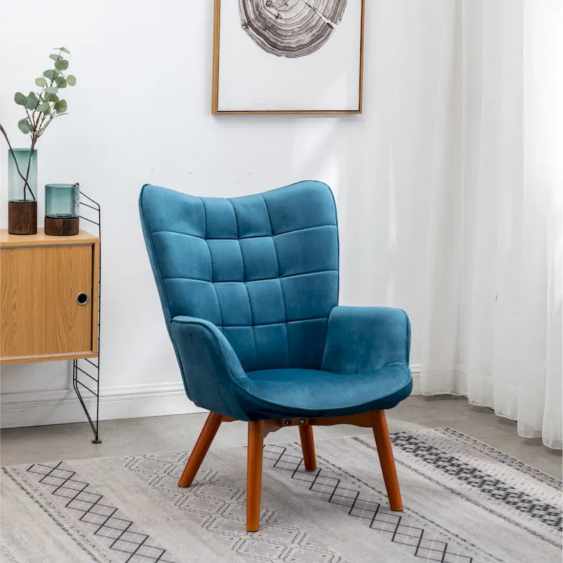 Fauteuil d'appoint capitonné en velours doux avec pouf Carson Carrington Aasen
