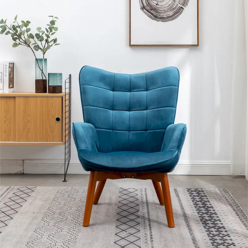 Fauteuil d'appoint capitonné en velours doux avec pouf Carson Carrington Aasen