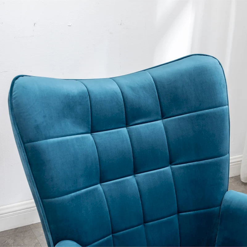 Fauteuil d'appoint capitonné en velours doux avec pouf Carson Carrington Aasen