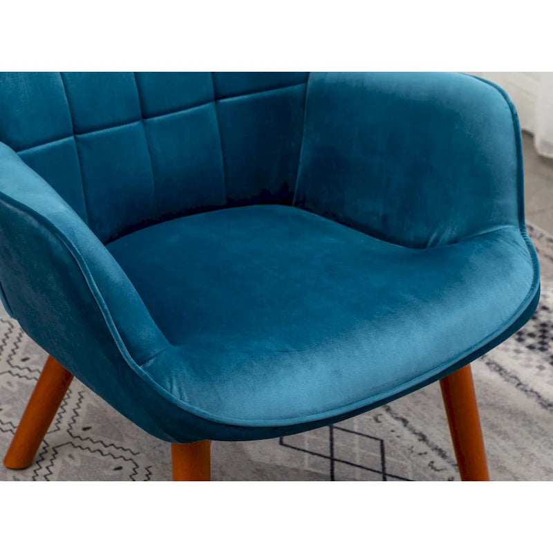 Fauteuil d'appoint capitonné en velours doux avec pouf Carson Carrington Aasen