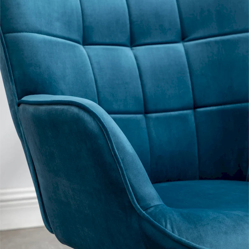 Fauteuil d'appoint capitonné en velours doux avec pouf Carson Carrington Aasen