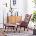 Fauteuil d'appoint capitonné en velours doux avec pouf Carson Carrington Aasen