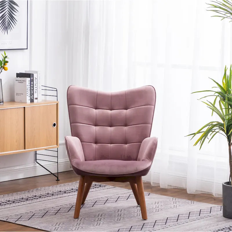 Fauteuil d'appoint capitonné en velours doux avec pouf Carson Carrington Aasen