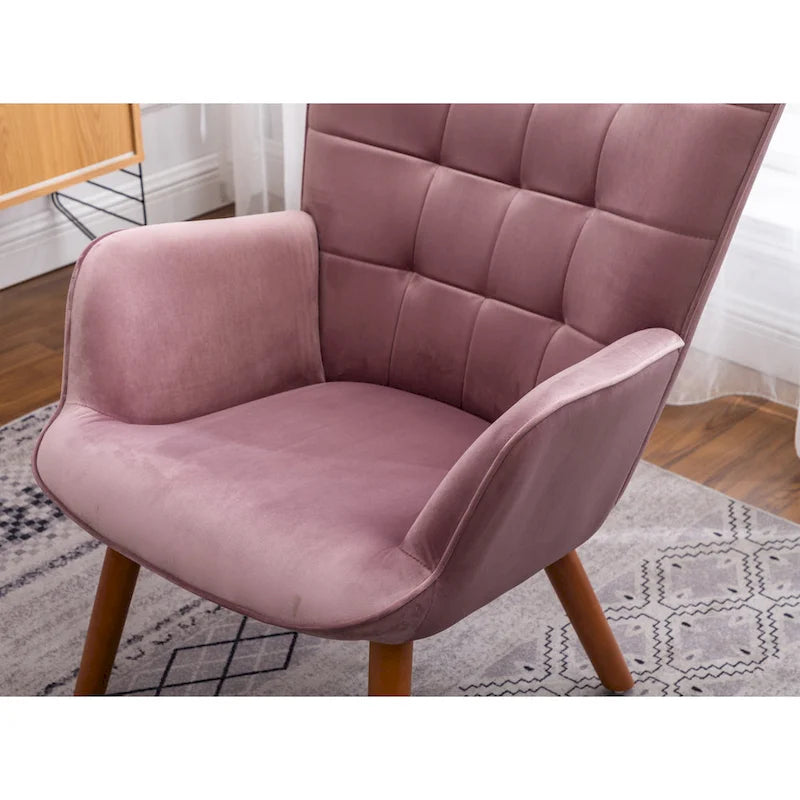 Fauteuil d'appoint capitonné en velours doux avec pouf Carson Carrington Aasen