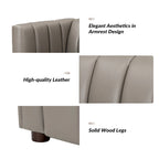 Canapé incurvé en cuir véritable Olinto Modern Camel de 83 pouces avec dossier capitonné par HULALA HOME
