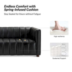 Canapé incurvé en cuir véritable Olinto Modern Camel de 83 pouces avec dossier capitonné par HULALA HOME