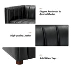 Canapé incurvé en cuir véritable Olinto Modern Camel de 83 pouces avec dossier capitonné par HULALA HOME