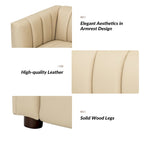 Canapé incurvé en cuir véritable Olinto Modern Camel de 83 pouces avec dossier capitonné par HULALA HOME