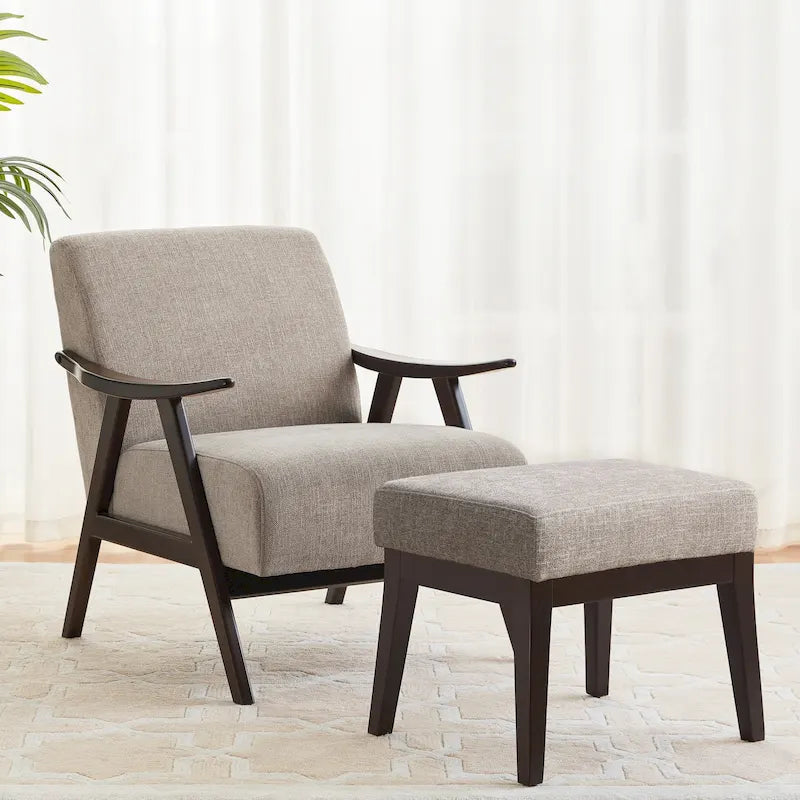 Fauteuil et ottoman HUIMO Mid-century, ensemble de fauteuils rembourrés pour le salon ou la chambre à coucher
