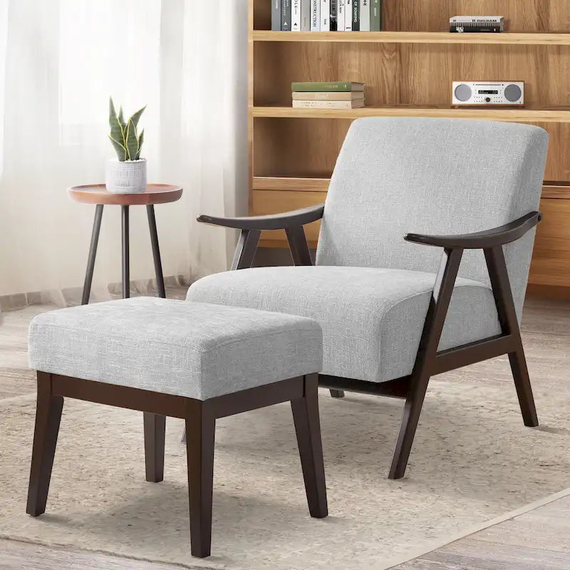 Fauteuil et ottoman HUIMO Mid-century, ensemble de fauteuils rembourrés pour le salon ou la chambre à coucher