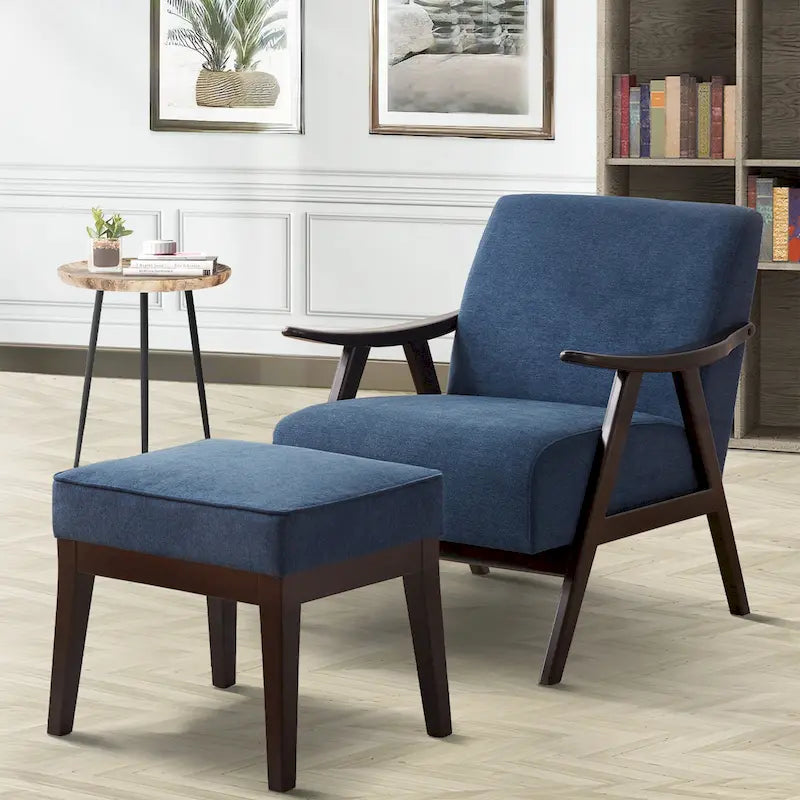 Fauteuil et ottoman HUIMO Mid-century, ensemble de fauteuils rembourrés pour le salon ou la chambre à coucher