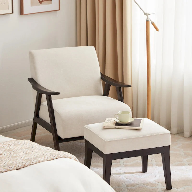 Fauteuil et ottoman HUIMO Mid-century, ensemble de fauteuils rembourrés pour le salon ou la chambre à coucher