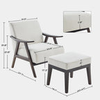 Fauteuil et ottoman HUIMO Mid-century, ensemble de fauteuils rembourrés pour le salon ou la chambre à coucher