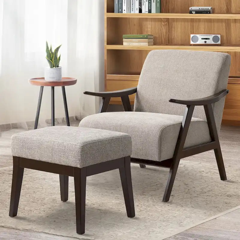 Fauteuil et ottoman HUIMO Mid-century, ensemble de fauteuils rembourrés pour le salon ou la chambre à coucher