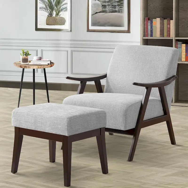 Fauteuil et ottoman HUIMO Mid-century, ensemble de fauteuils rembourrés pour le salon ou la chambre à coucher