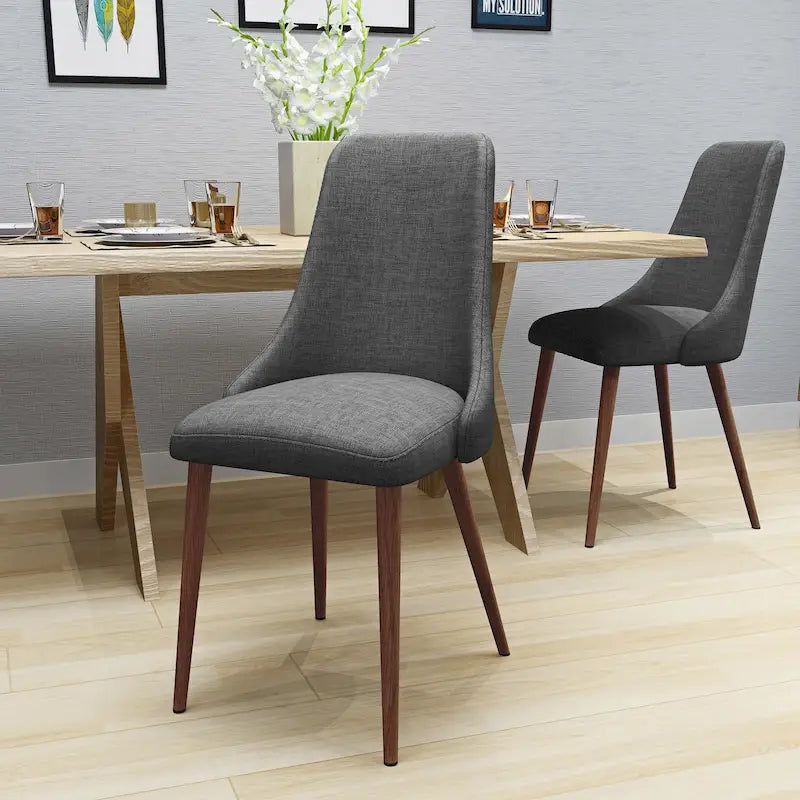 Chaise de salle à manger en tissu Sabina Mid-Century (Lot de 2) par Christopher Knight Home