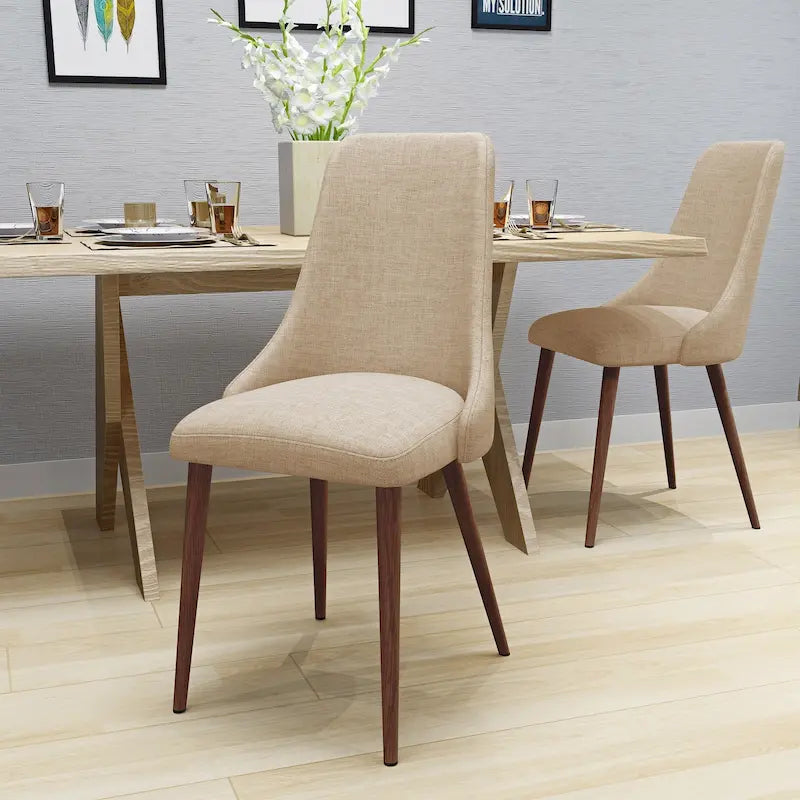 Chaise de salle à manger en tissu Sabina Mid-Century (Lot de 2) par Christopher Knight Home