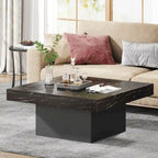 Table basse carrée LED de style fermette en bois composite pour salon