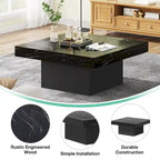 Table basse carrée LED de style fermette en bois composite pour salon