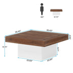 Table basse carrée LED de style fermette en bois composite pour salon