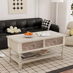 COSIEST Table console vintage en bois massif à 2 tiroirs - 80L x 30l x 76H cm