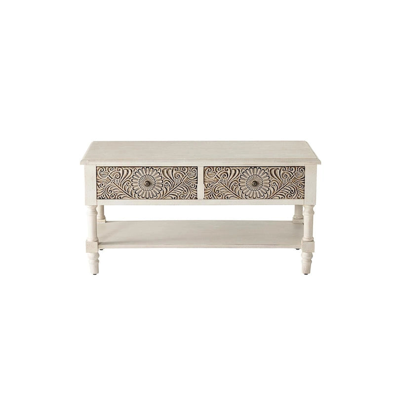 COSIEST Table console vintage en bois massif à 2 tiroirs - 80L x 30l x 76H cm