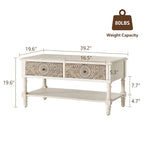 COSIEST Table console vintage en bois massif à 2 tiroirs - 80L x 30l x 76H cm