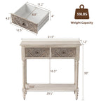 COSIEST Table console vintage en bois massif à 2 tiroirs - 80L x 30l x 76H cm