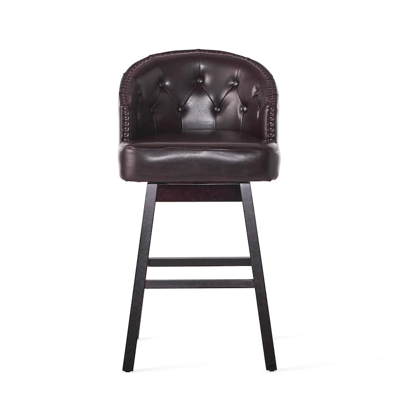 Ogden Contemporary Tufted Swivel Barstools with Nailhead Trim (Set of 2) by Christopher Knight Home