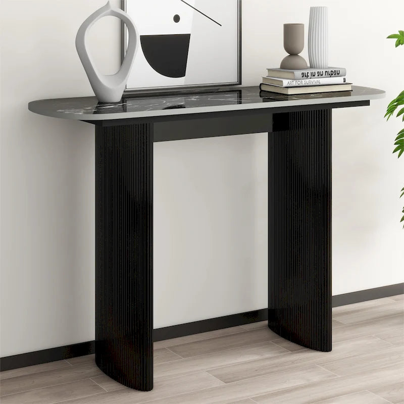 Console en marbre avec base cannelée