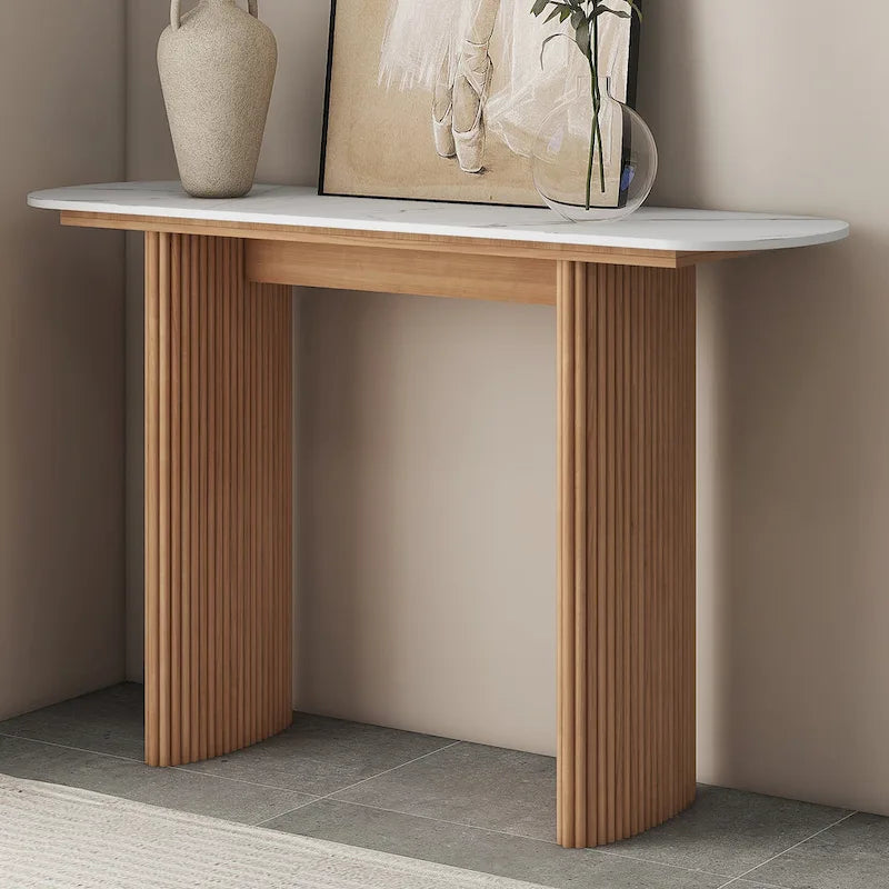 Console en marbre avec base cannelée