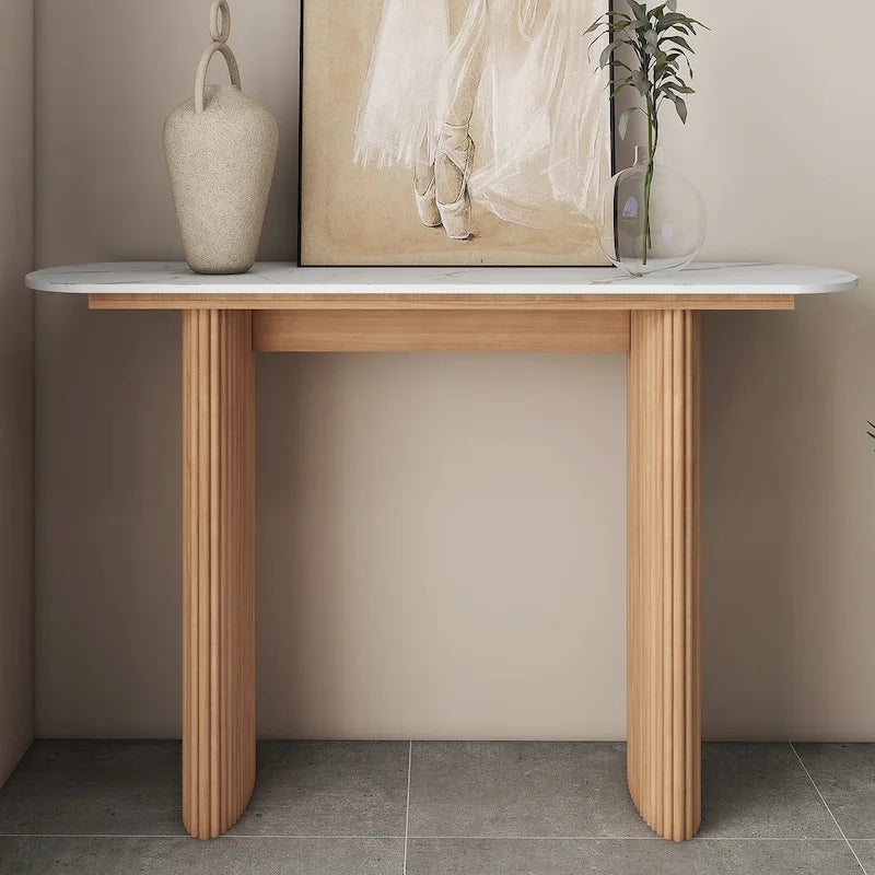 Console en marbre avec base cannelée