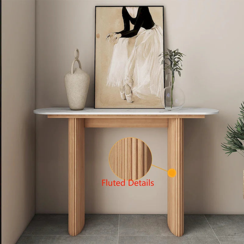 Console en marbre avec base cannelée