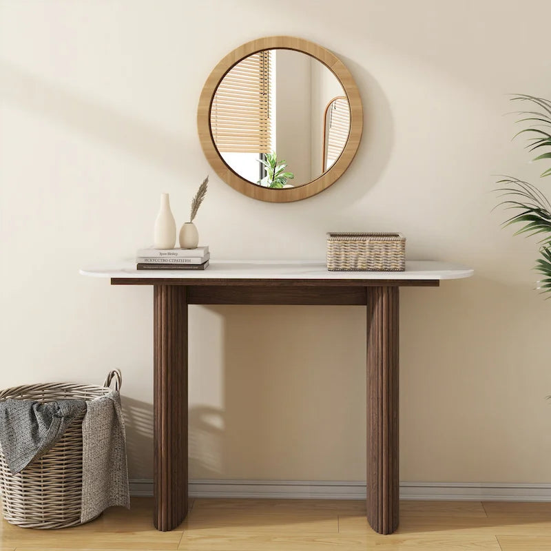 Console en marbre avec base cannelée