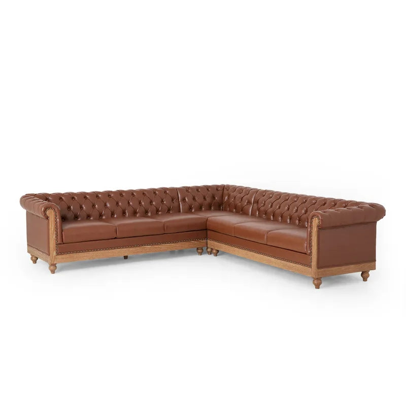 Canapé d'angle capitonné 7 places Castalia Chesterfield de Christopher Knight Home - 114,00 L x 70,00 l x 31,50 H