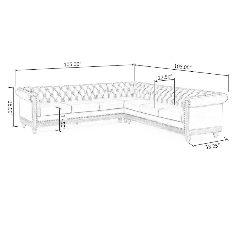 Canapé d'angle capitonné 7 places Castalia Chesterfield de Christopher Knight Home - 114,00 L x 70,00 l x 31,50 H
