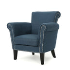 Fauteuil de club contemporain à accoudoirs roulés Brice avec garniture de clous décoratifs par Christopher Knight Home