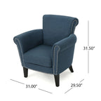 Fauteuil de club contemporain à accoudoirs roulés Brice avec garniture de clous décoratifs par Christopher Knight Home