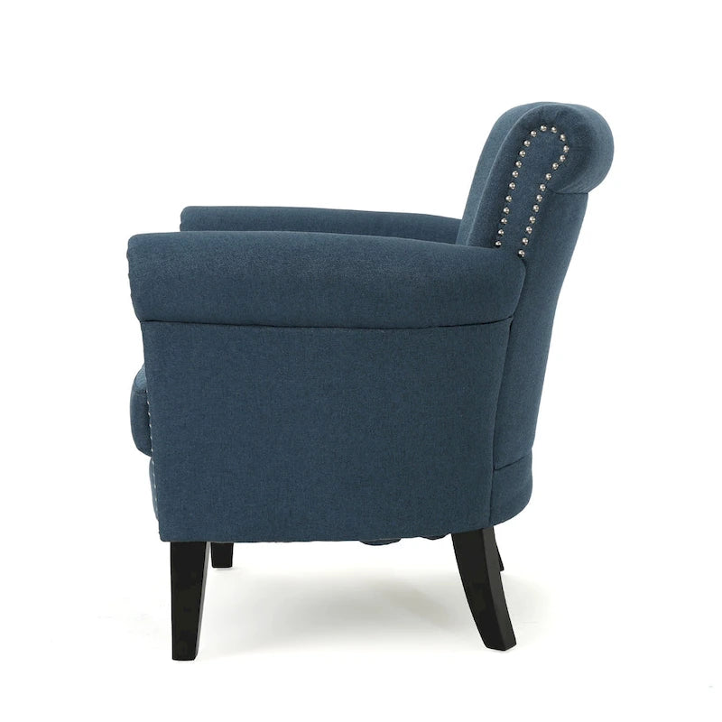 Fauteuil de club contemporain à accoudoirs roulés Brice avec garniture de clous décoratifs par Christopher Knight Home