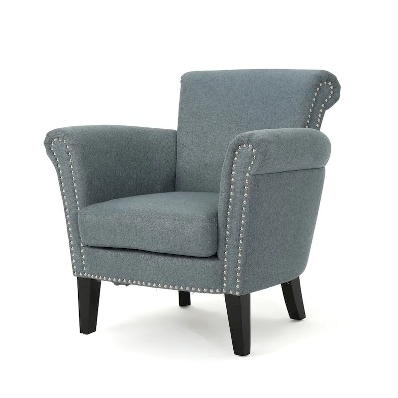 Fauteuil de club contemporain à accoudoirs roulés Brice avec garniture de clous décoratifs par Christopher Knight Home