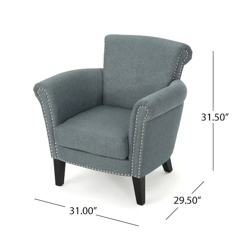 Fauteuil de club contemporain à accoudoirs roulés Brice avec garniture de clous décoratifs par Christopher Knight Home