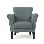 Fauteuil de club contemporain à accoudoirs roulés Brice avec garniture de clous décoratifs par Christopher Knight Home