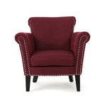 Fauteuil de club contemporain à accoudoirs roulés Brice avec garniture de clous décoratifs par Christopher Knight Home